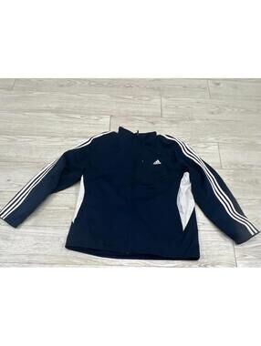 Adidas Men's Navy Blue Solid Collared Full Zip Track Jacket XL $98